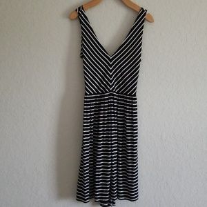Loft Black and White Striped Dress